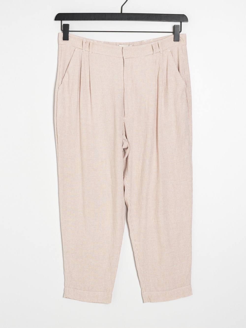 Abercrombie & Fitch Beige Tan Gingham Pleated Chinos